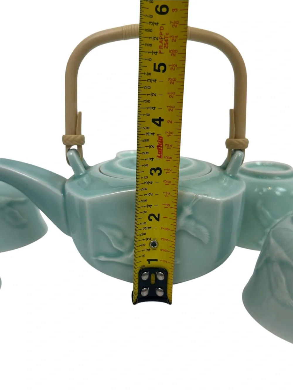 Vintage Celadon Green Korean Style Ceramic Teapot Set with Cups